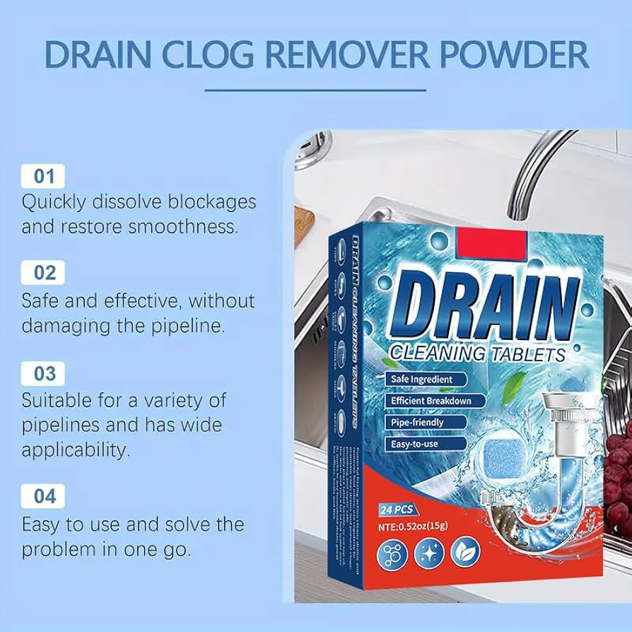 Ultra-Concentrated Drain Cleaning Tablets | Fast Clog & Odor Destroyer