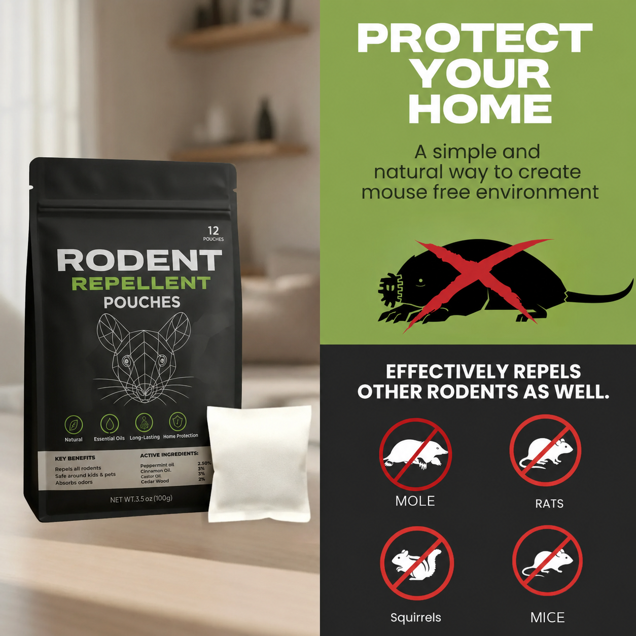 Place These Pouches Anywhere Rodents Hide And Watch Them Disappear.