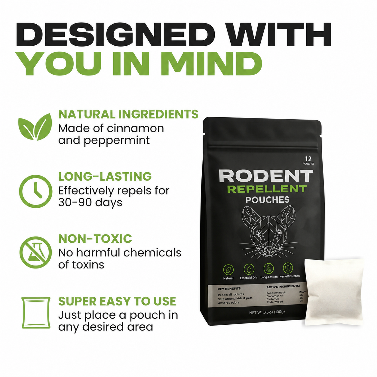 Place These Pouches Anywhere Rodents Hide And Watch Them Disappear.