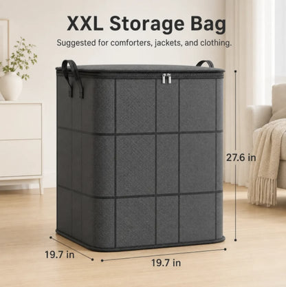 Spacious Moving Storage Bin – Large Capacity Zippered Fabric Organizer for Bedding & Clothes