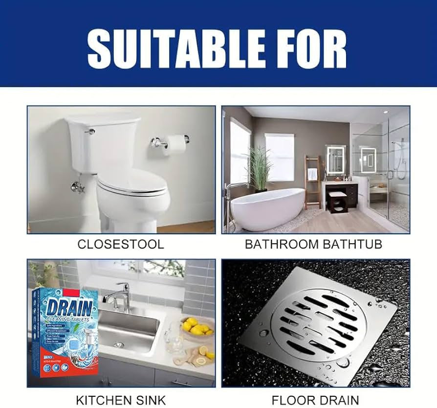 Ultra-Concentrated Drain Cleaning Tablets | Fast Clog & Odor Destroyer