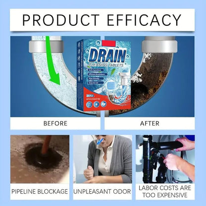Ultra-Concentrated Drain Cleaning Tablets | Fast Clog & Odor Destroyer