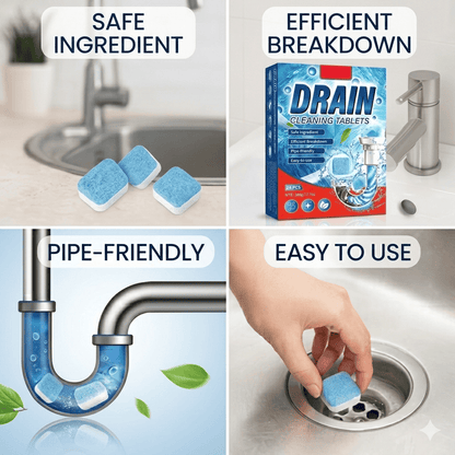 Ultra-Concentrated Drain Cleaning Tablets | Fast Clog & Odor Destroyer