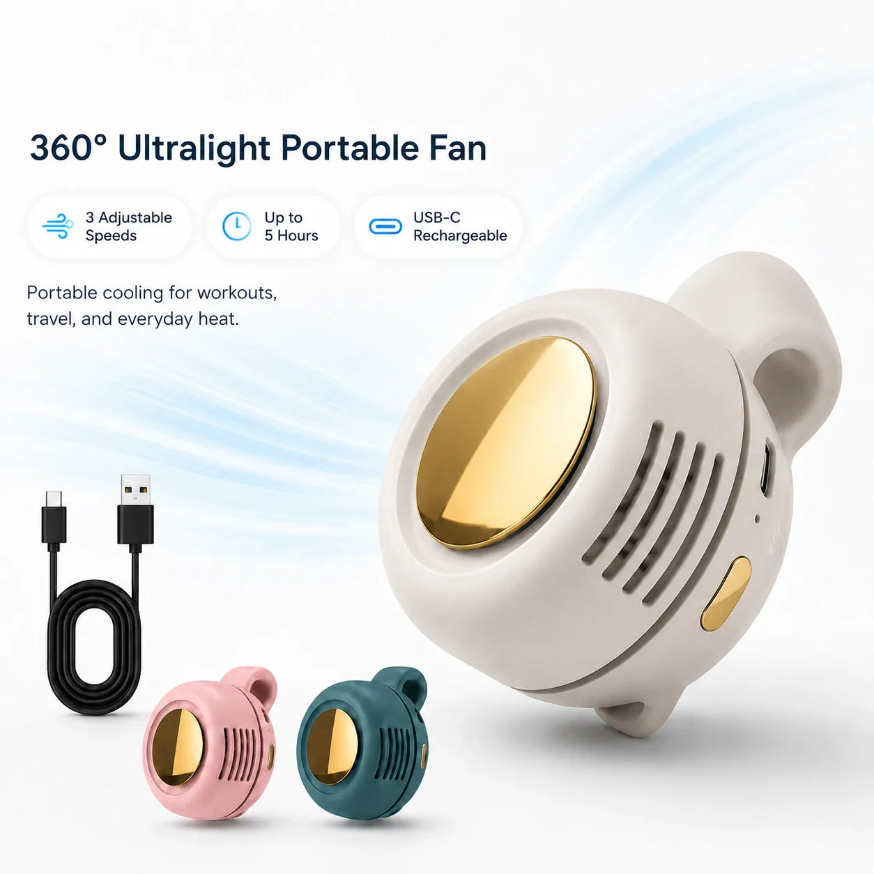 No-Sweat Wearable Cooling Fan | Ultralight 360° Clip-On AC to Save Your Makeup ✨