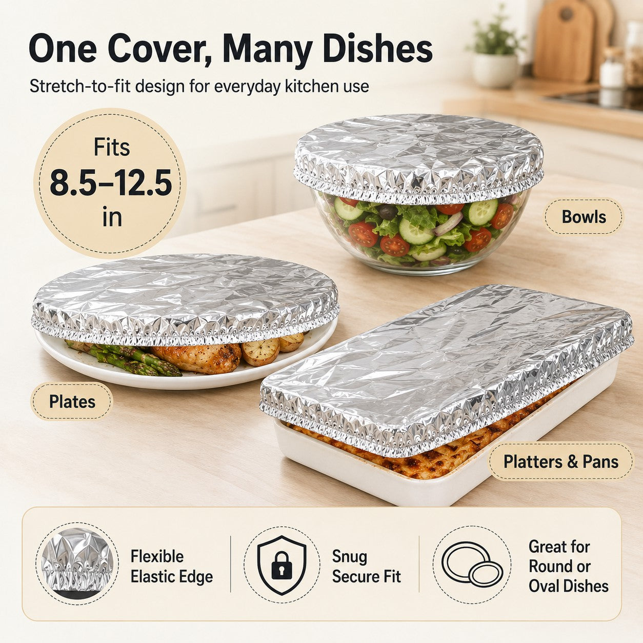 FoilShield Reusable Elastic Food Covers