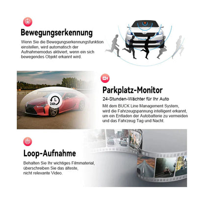 Seurico™ 🚘Drei-Kanal Dash Cam mit IR Nachtsicht und G-Sensor 📸