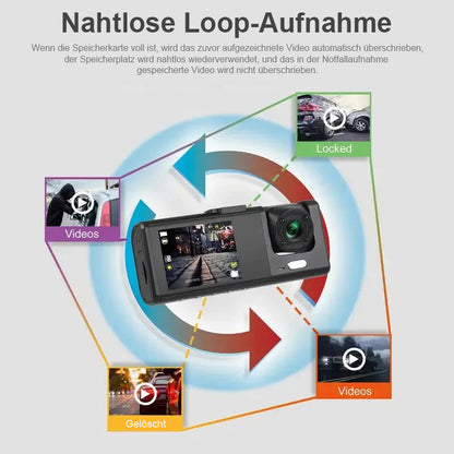 Seurico™ 🚘Drei-Kanal Dash Cam mit IR Nachtsicht und G-Sensor 📸