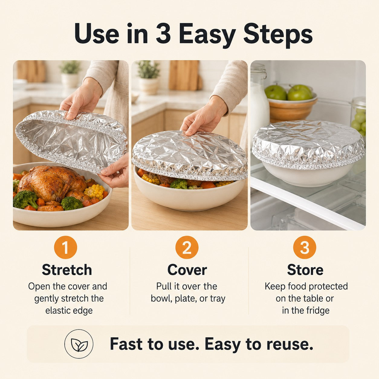 FoilShield Reusable Elastic Food Covers