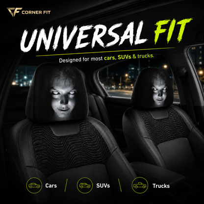 Funny Cartoon Car Headrest Covers – 2PCS Universal Fit