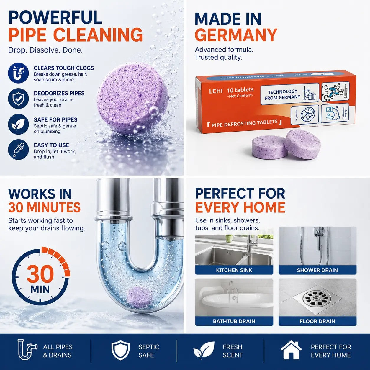 Magic Foaming Drain Tablets | Watch Stubborn Gunk Dissolve Instantly! 🌪️