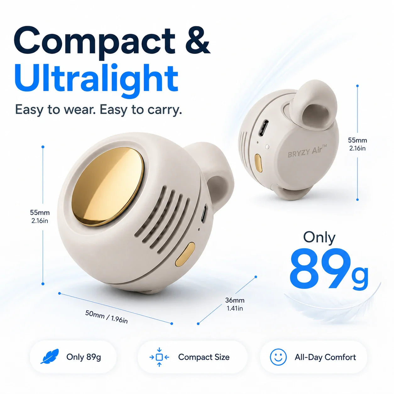 No-Sweat Wearable Cooling Fan | Ultralight 360° Clip-On AC to Save Your Makeup ✨