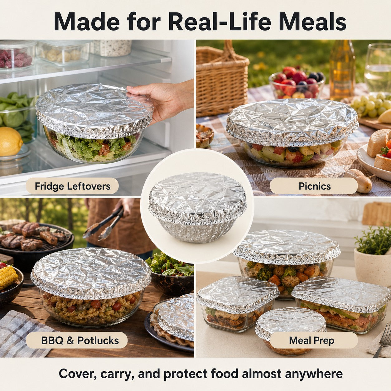 FoilShield Reusable Elastic Food Covers