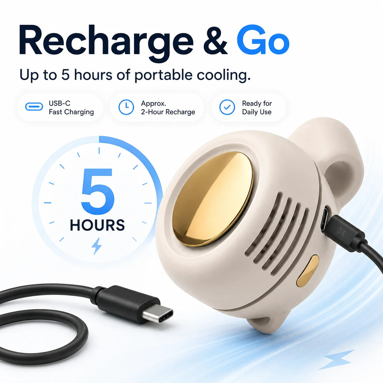 No-Sweat Wearable Cooling Fan | Ultralight 360° Clip-On AC to Save Your Makeup ✨