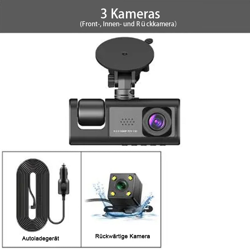 Seurico™ 🚘Drei-Kanal Dash Cam mit IR Nachtsicht und G-Sensor 📸