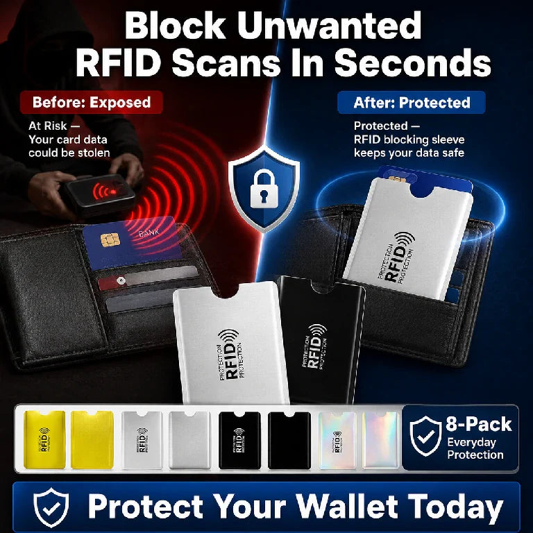 Stop Digital Pickpockets | Ultra-Slim RFID Blocking Card Sleeves 🚫