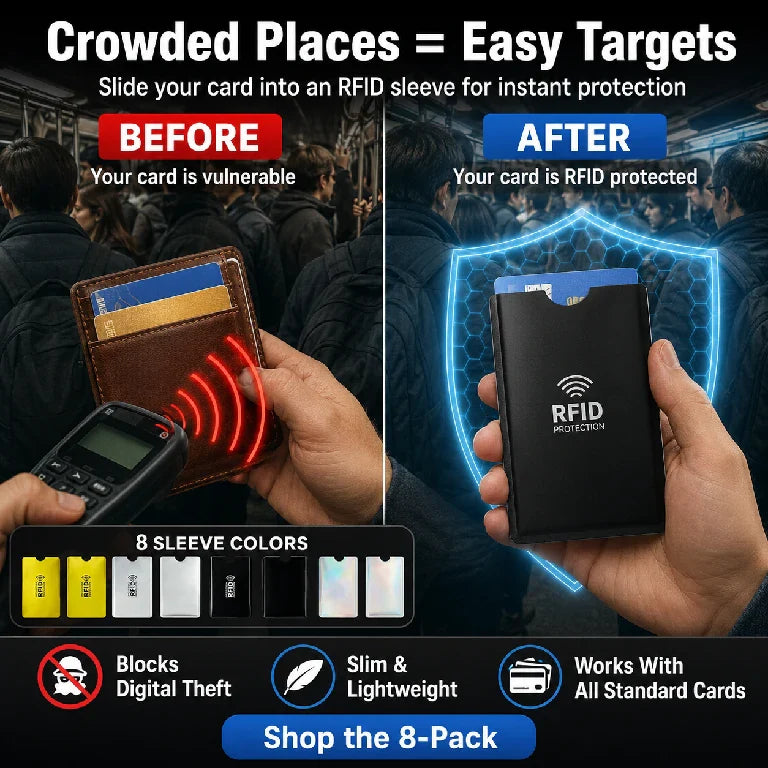 Stop Digital Pickpockets | Ultra-Slim RFID Blocking Card Sleeves 🚫