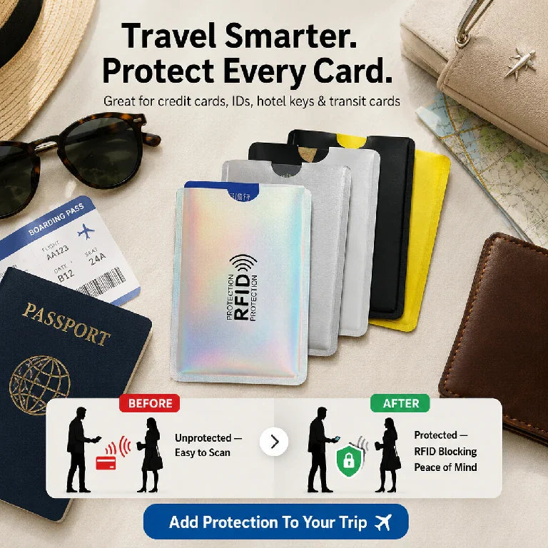 Stop Digital Pickpockets | Ultra-Slim RFID Blocking Card Sleeves 🚫