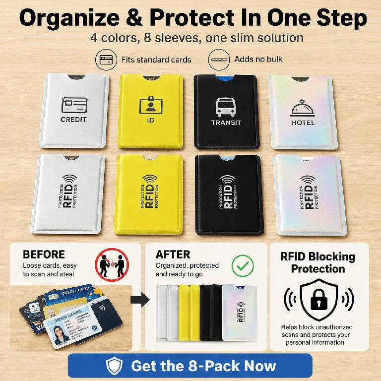 Stop Digital Pickpockets | Ultra-Slim RFID Blocking Card Sleeves 🚫