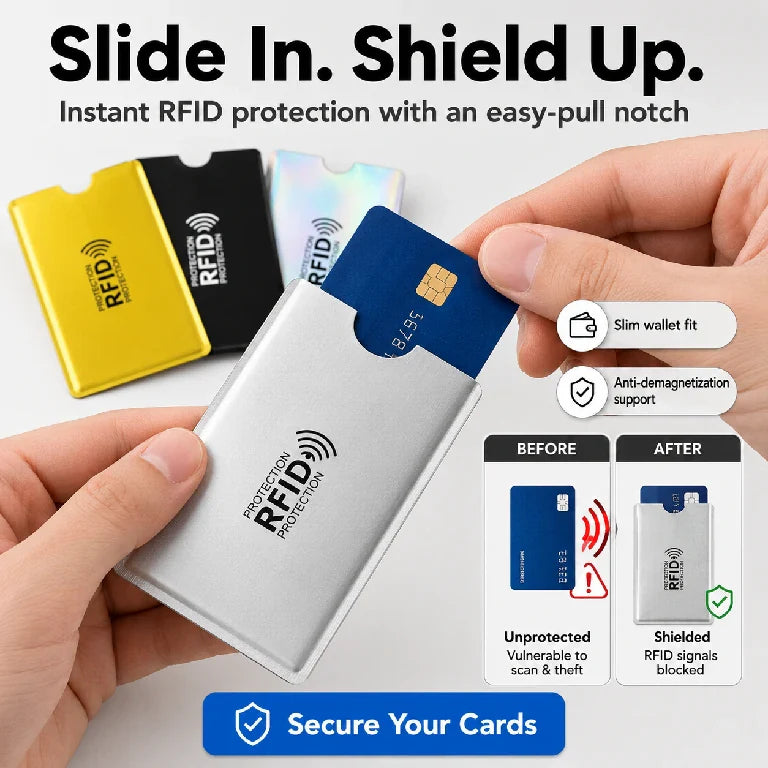 Stop Digital Pickpockets | Ultra-Slim RFID Blocking Card Sleeves 🚫