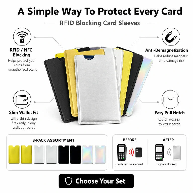 Stop Digital Pickpockets | Ultra-Slim RFID Blocking Card Sleeves 🚫