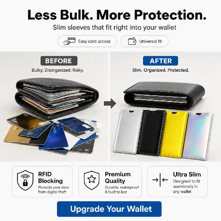 Stop Digital Pickpockets | Ultra-Slim RFID Blocking Card Sleeves 🚫