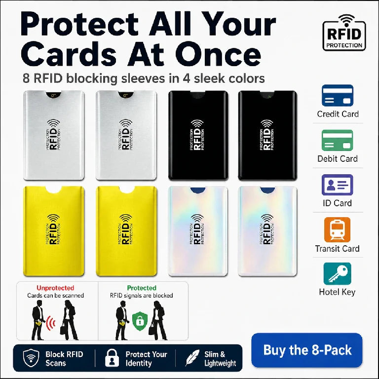 Stop Digital Pickpockets | Ultra-Slim RFID Blocking Card Sleeves 🚫