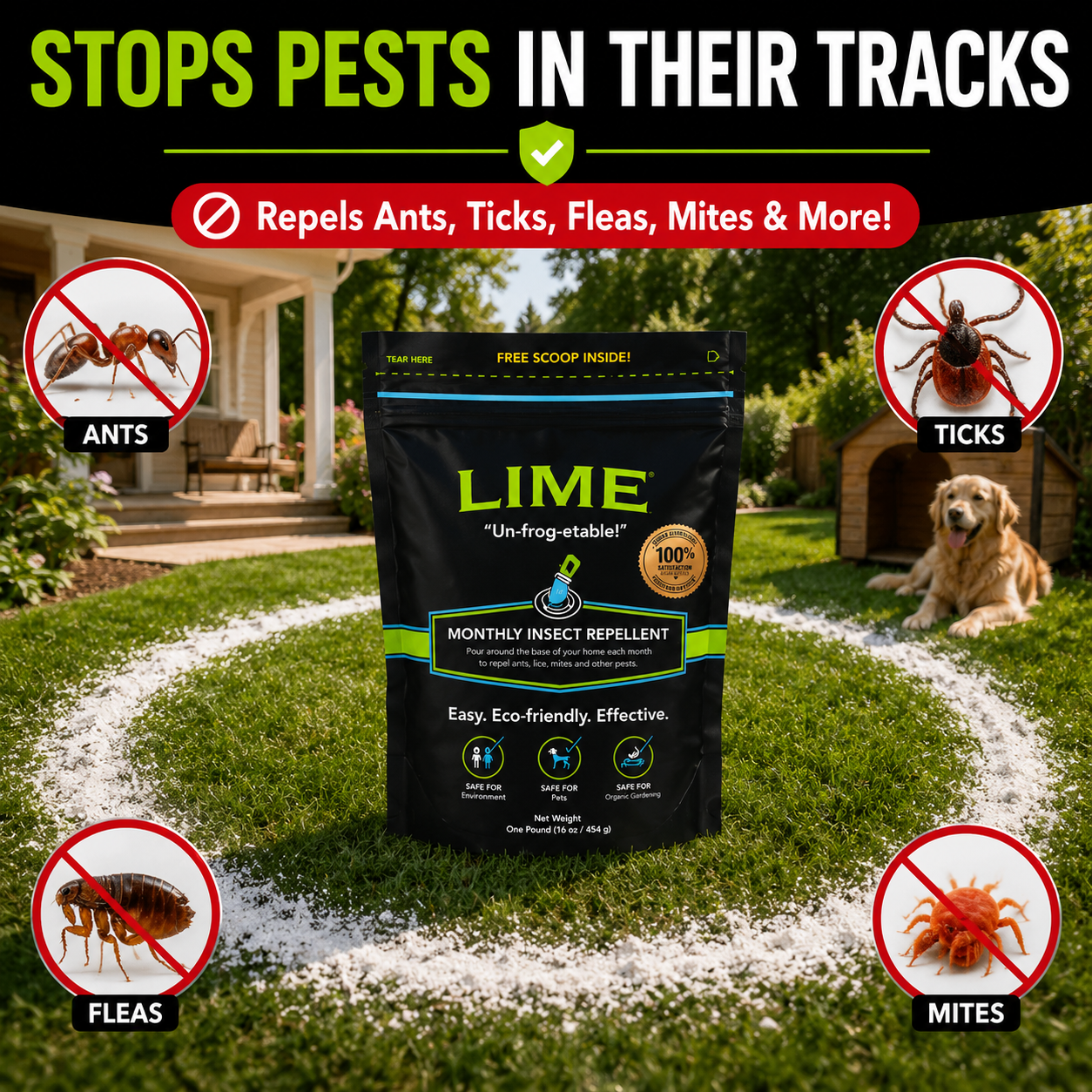 First Saturday Lime™ Monthly Insect Repellent | Maximum Strength Yard & Coop Protection