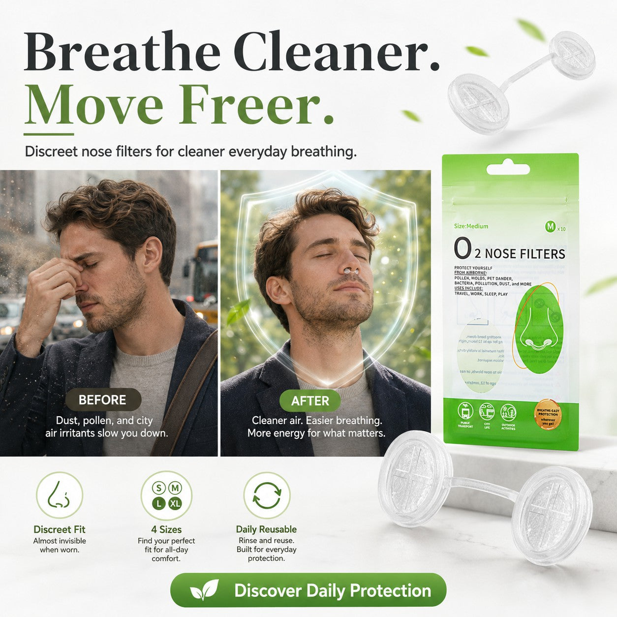 Invisible Nose Filters — Block Heavy Dust. No Sweaty Masks. Work & Breathe Easy