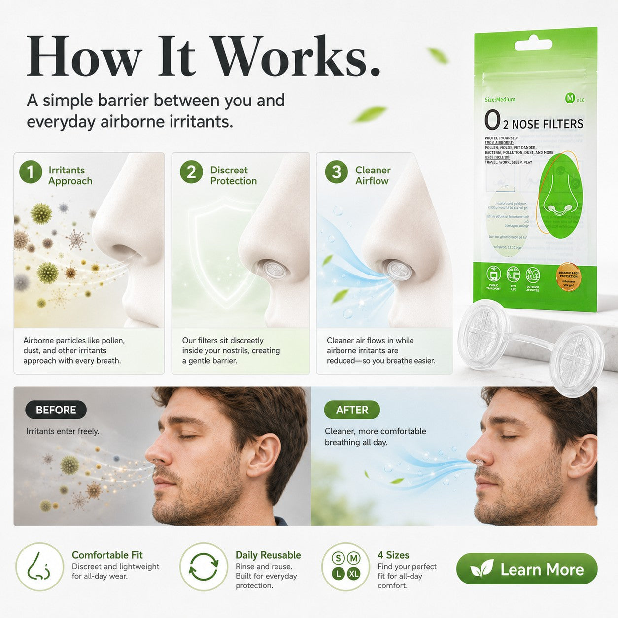 Invisible Nose Filters — Block Heavy Dust. No Sweaty Masks. Work & Breathe Easy