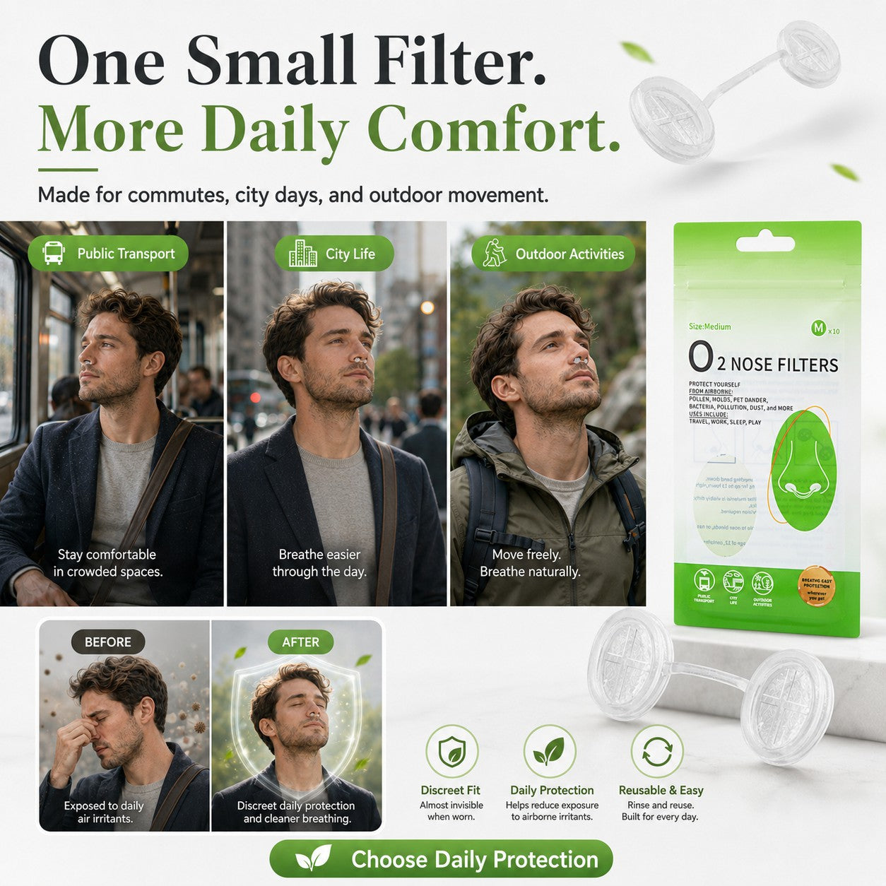 Invisible Nose Filters — Block Heavy Dust. No Sweaty Masks. Work & Breathe Easy