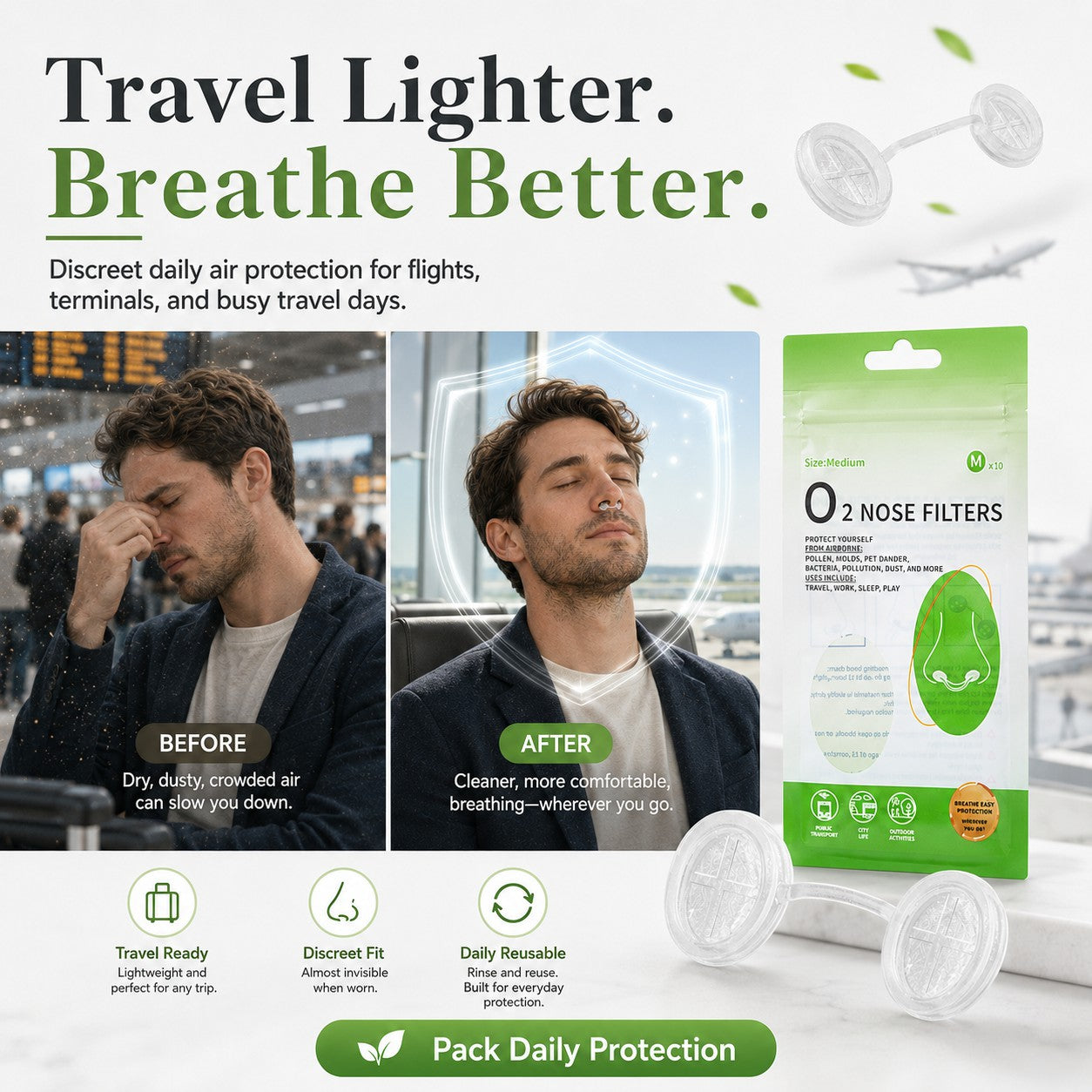 Invisible Nose Filters — Block Heavy Dust. No Sweaty Masks. Work & Breathe Easy