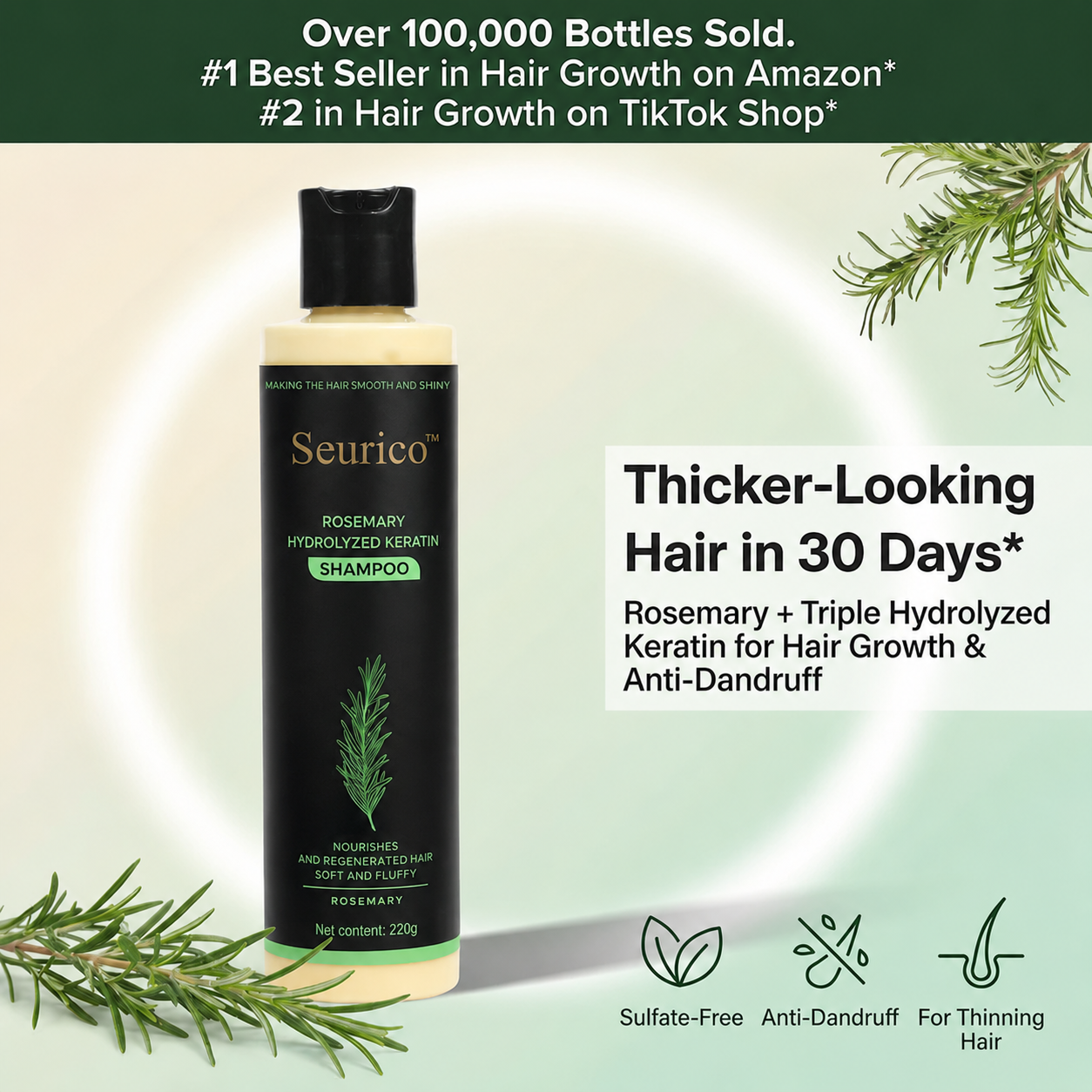Seurico™ Rosemary Shampoo | Hair Growth & Anti-Dandruff Scalp Treatment