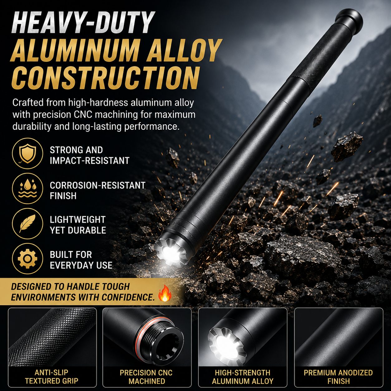 🔦🔥LED Flashlight Baseball Baton For Self Defense & Night Safety