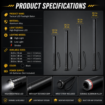🔦🔥LED Flashlight Baseball Baton For Self Defense & Night Safety