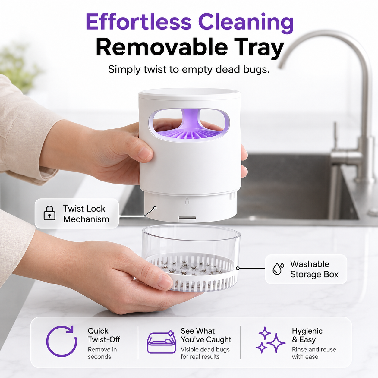 Whisper-Quiet UV Mosquito Trap | Chemical-Free Indoor Protection