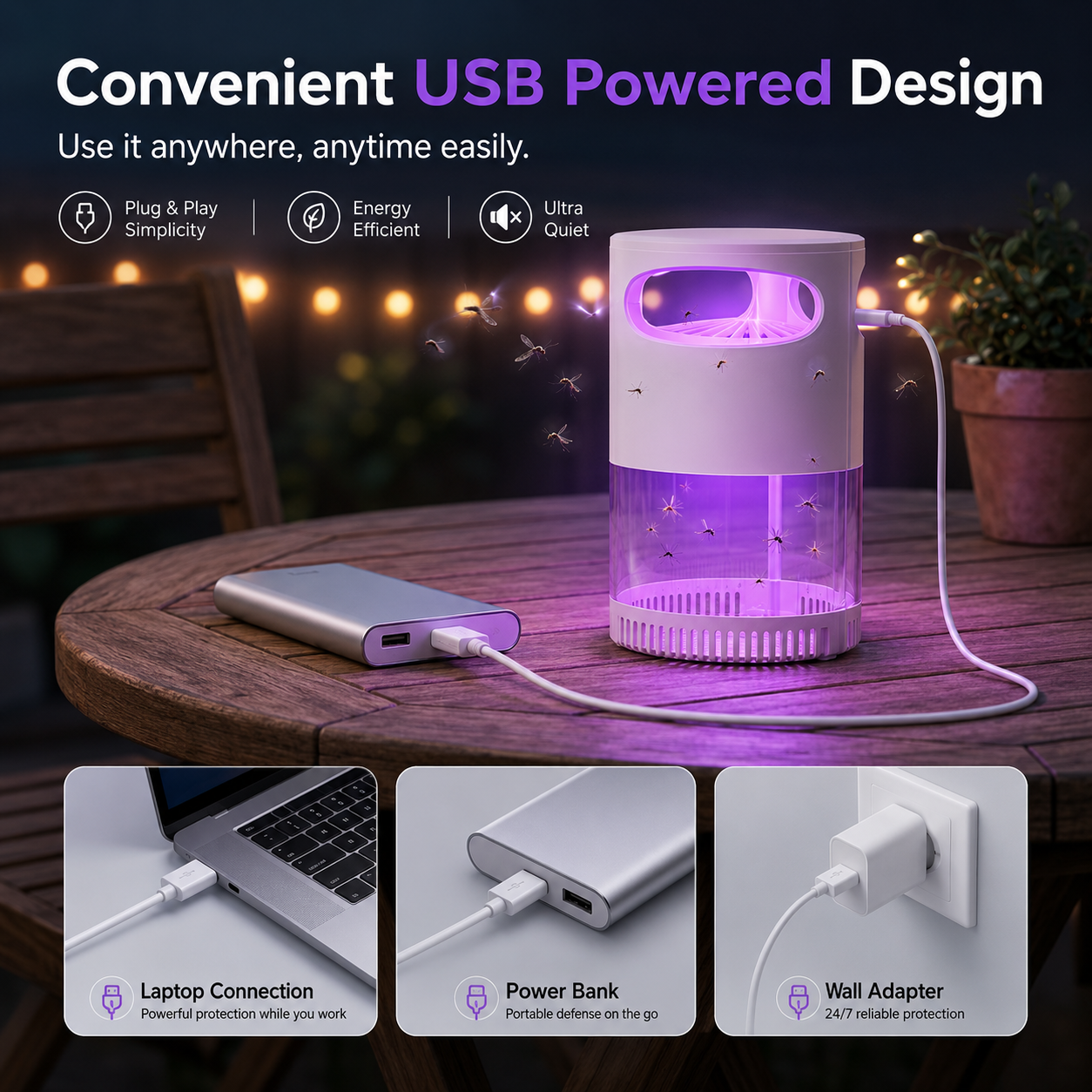 Whisper-Quiet UV Mosquito Trap | Chemical-Free Indoor Protection