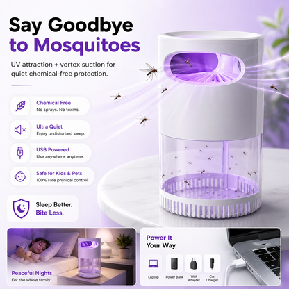 Whisper-Quiet UV Mosquito Trap | Chemical-Free Indoor Protection