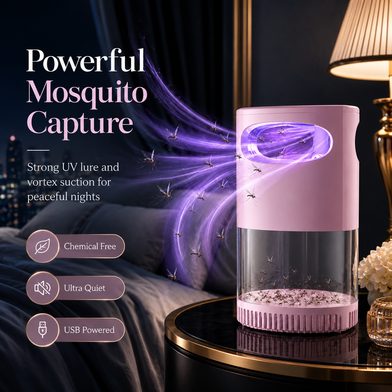 Whisper-Quiet UV Mosquito Trap | Chemical-Free Indoor Protection