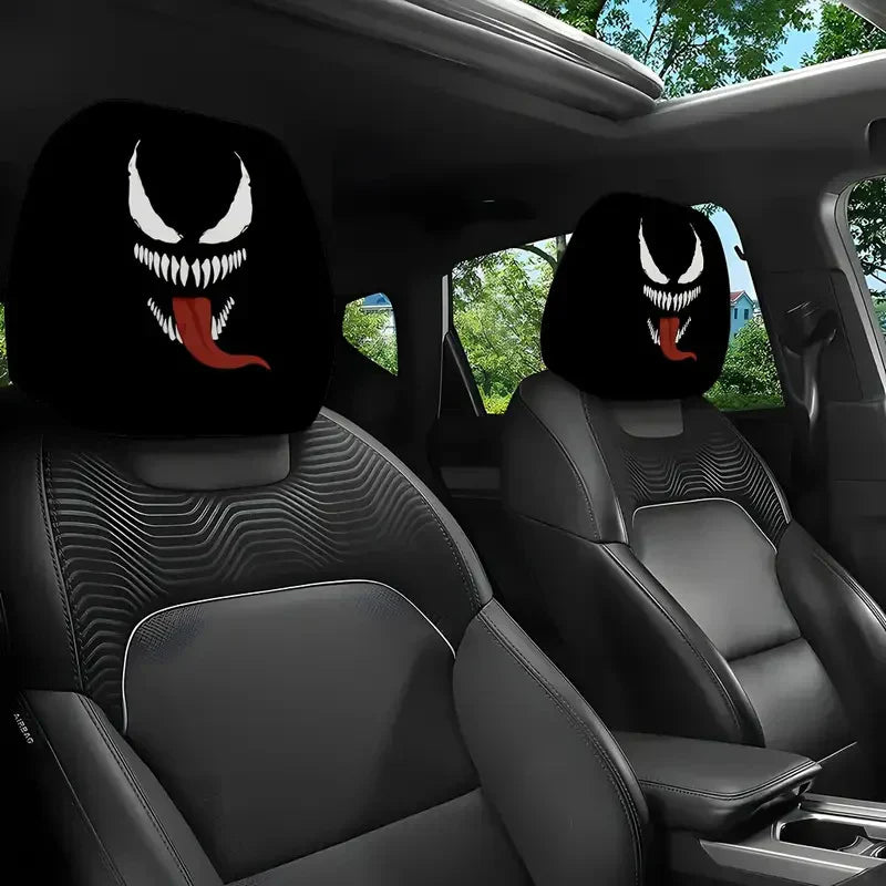 Funny Cartoon Car Headrest Covers – 2PCS Universal Fit