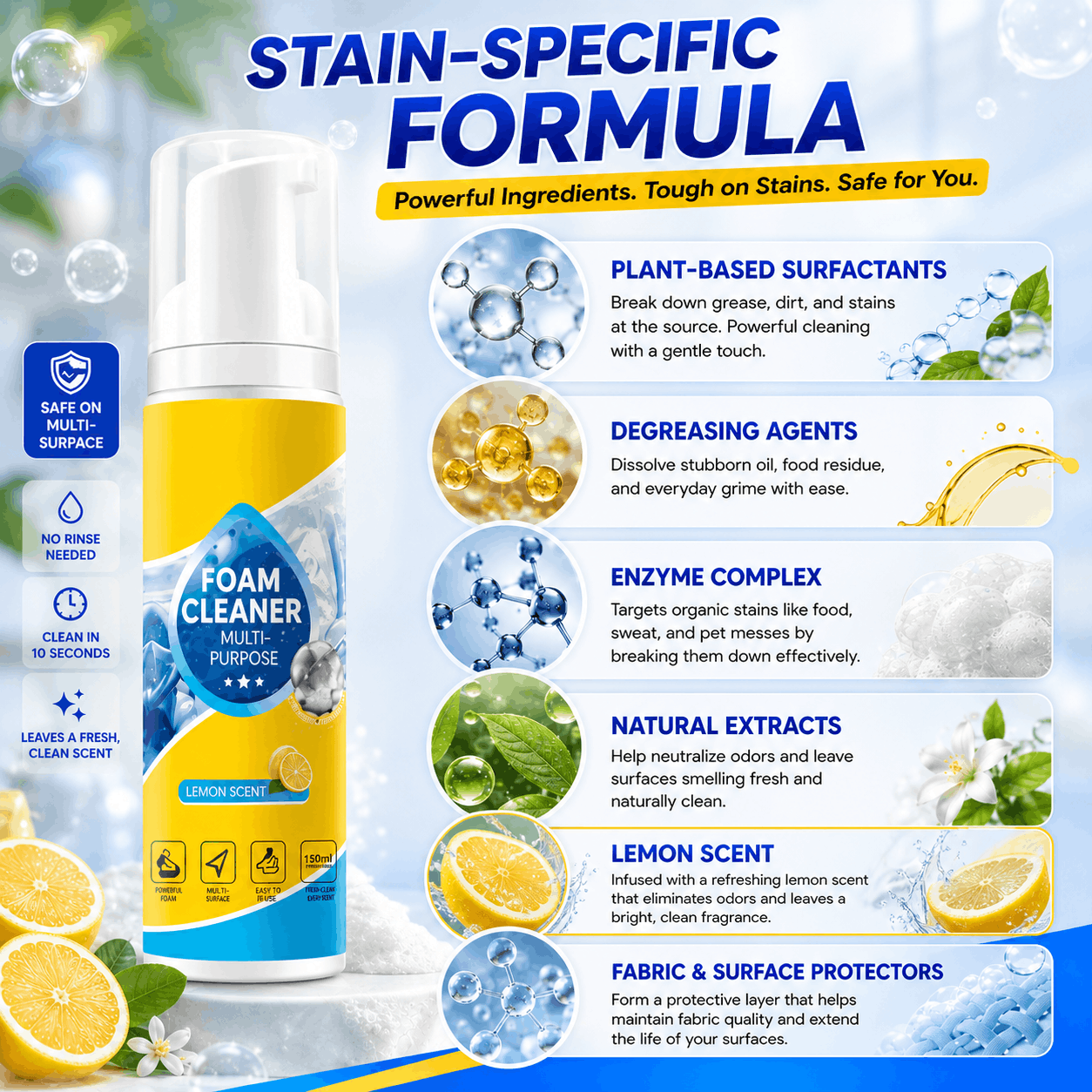 ✨ No-Rinse Foam Cleaner – Spray, Wipe & Refresh