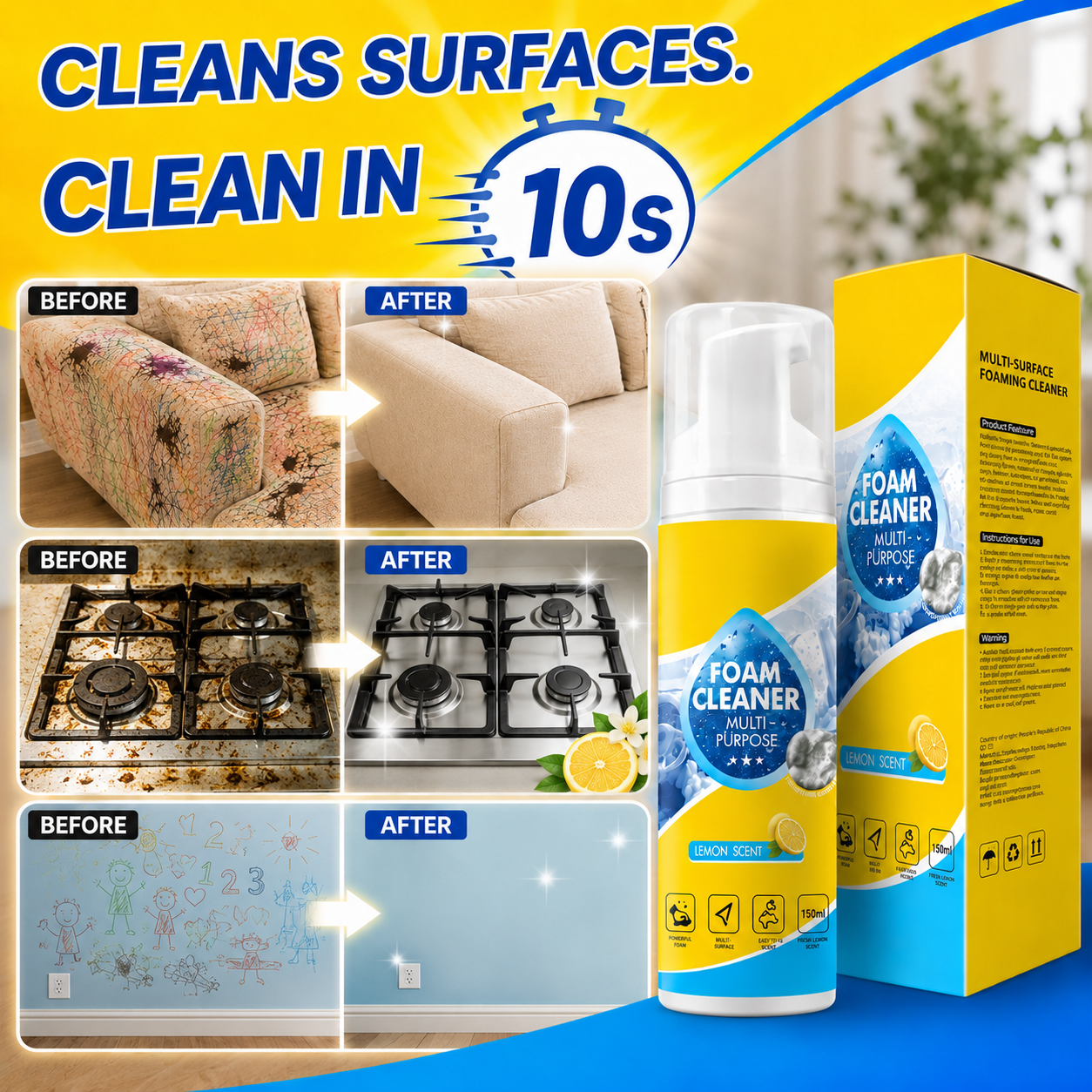 ✨ No-Rinse Foam Cleaner – Spray, Wipe & Refresh