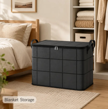 Spacious Moving Storage Bin – Large Capacity Zippered Fabric Organizer for Bedding & Clothes