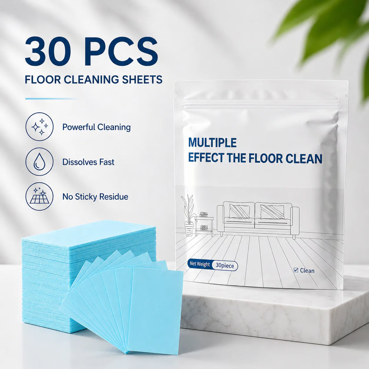 🔥Multi-Surface Floor Cleaning Sheets | Antibacterial & Streak-Free (30-Pack)