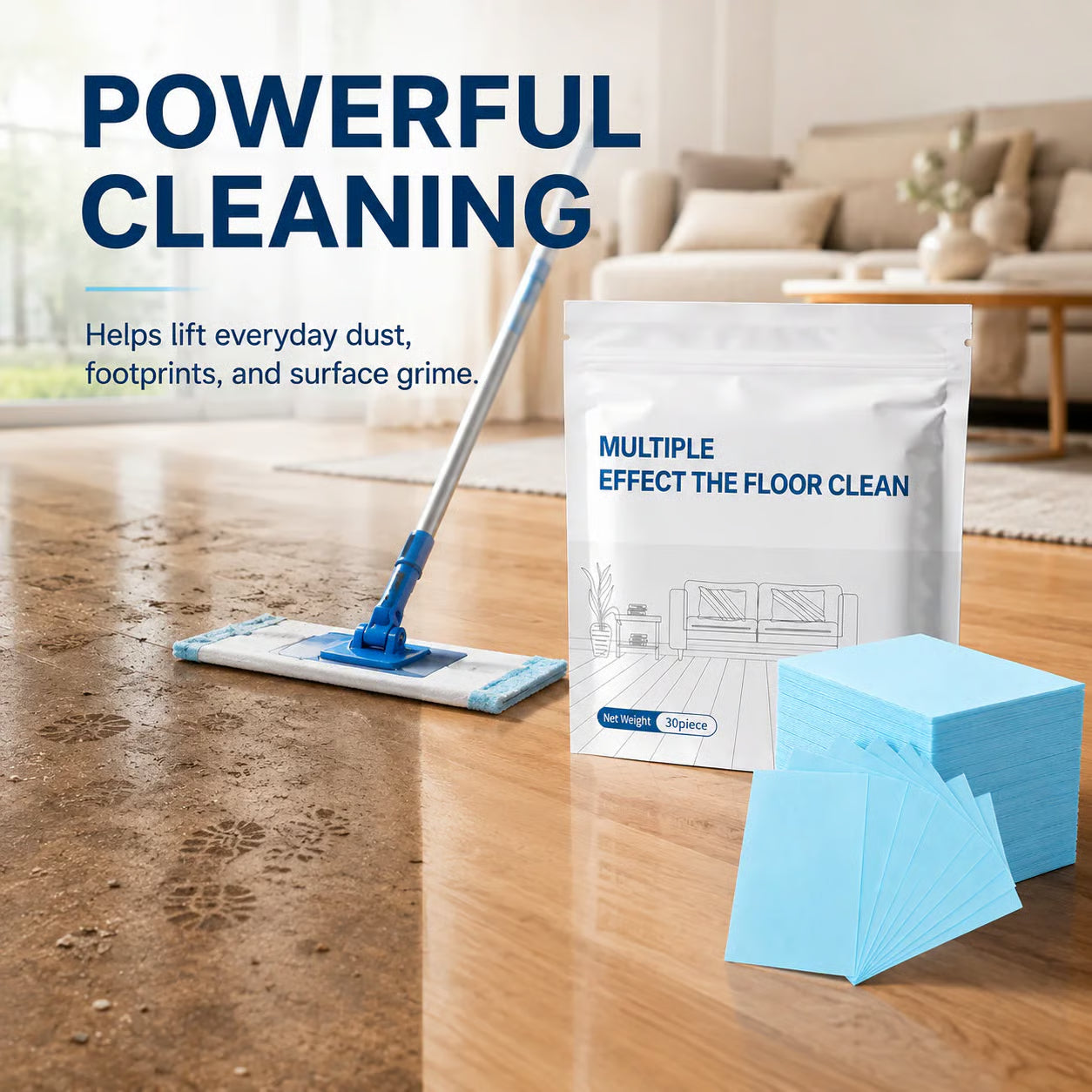 🔥Multi-Surface Floor Cleaning Sheets | Antibacterial & Streak-Free (30-Pack)