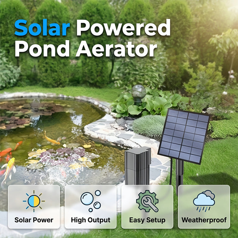 🥳 HOT SALE 2026 🥳 💞 50,000+ SOLD! Solar Fish Pond Aerator with Air Pump for Ponds Outdoor