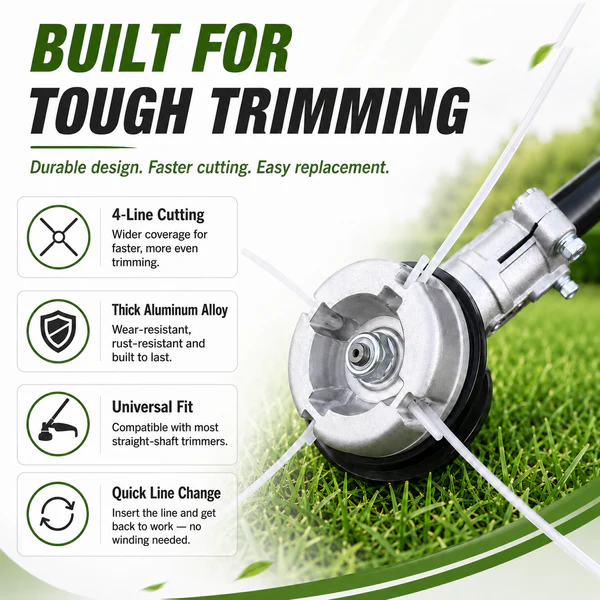 ⚙️ 50% OFF NOW! 🌿 Aluminum Trimmer Head – 4-Line Cutting & Universal Fit – Heavy-Duty & Easy Line Replacement 🏡
