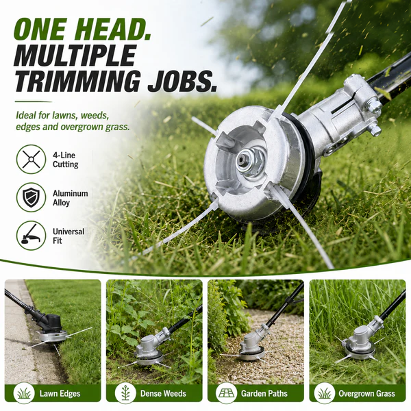 ⚙️ 50% OFF NOW! 🌿 Aluminum Trimmer Head – 4-Line Cutting & Universal Fit – Heavy-Duty & Easy Line Replacement 🏡