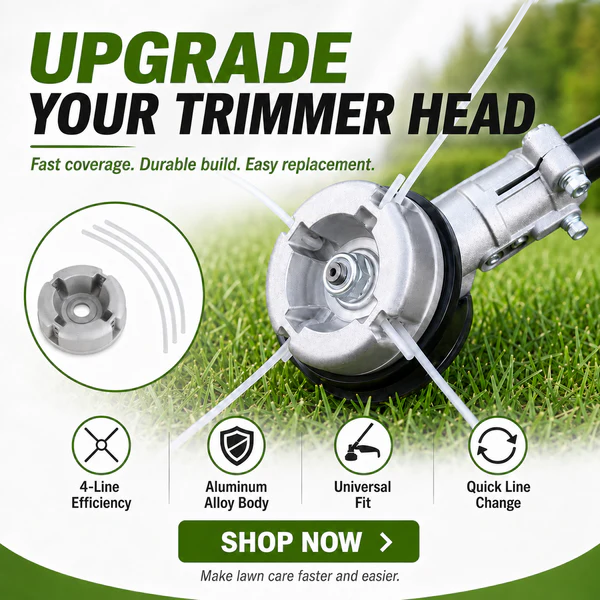 ⚙️ 50% OFF NOW! 🌿 Aluminum Trimmer Head – 4-Line Cutting & Universal Fit – Heavy-Duty & Easy Line Replacement 🏡