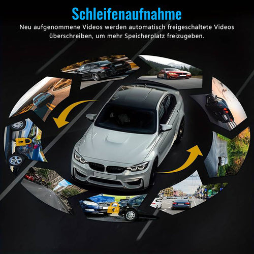 170° Weitwinkel-Dashcam mit 1080p-Doppelobjektiv, breiter 170°-Abdeckung, G-Sensor, Nachtsicht und Loop-Technologie