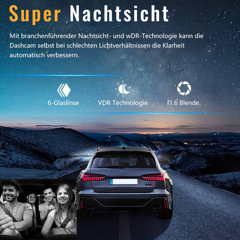 170° Weitwinkel-Dashcam mit 1080p-Doppelobjektiv, breiter 170°-Abdeckung, G-Sensor, Nachtsicht und Loop-Technologie